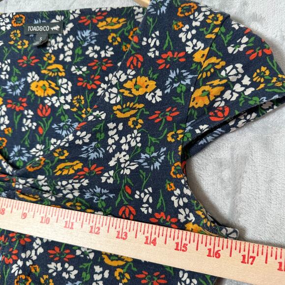 Toad And Co Rosemarie Dress Blue Floral Sz S Sustainable Responsible Organic - Picture 7 of 8